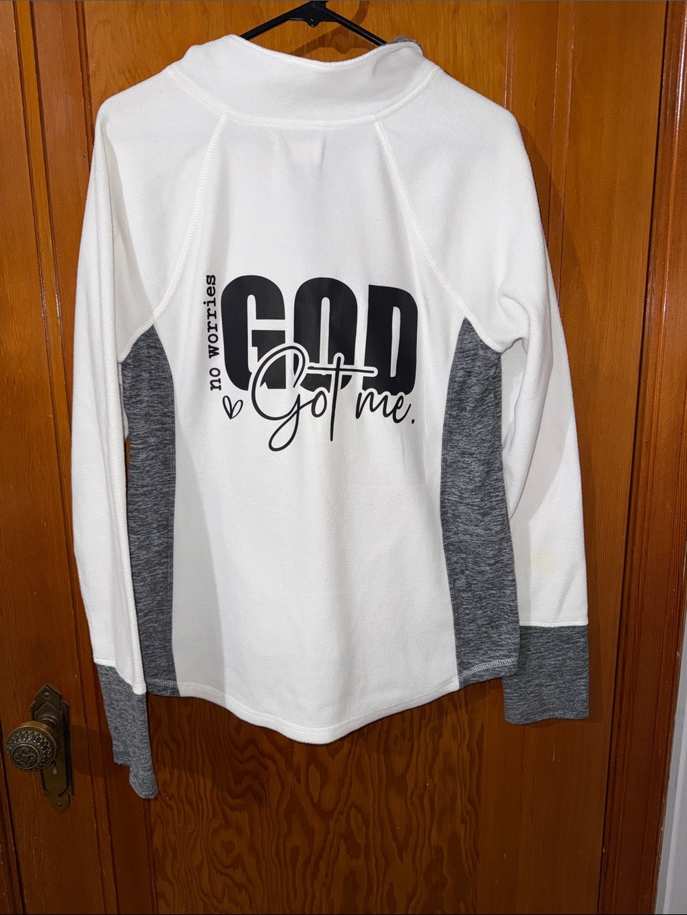 So white & Gray Long-Sleeve Top - "God Got Me" Graphic
